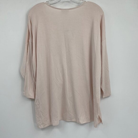J. Jill Pink V-Neck 3/4 Sleeve Blouse | Size L - Picture 4 of 7